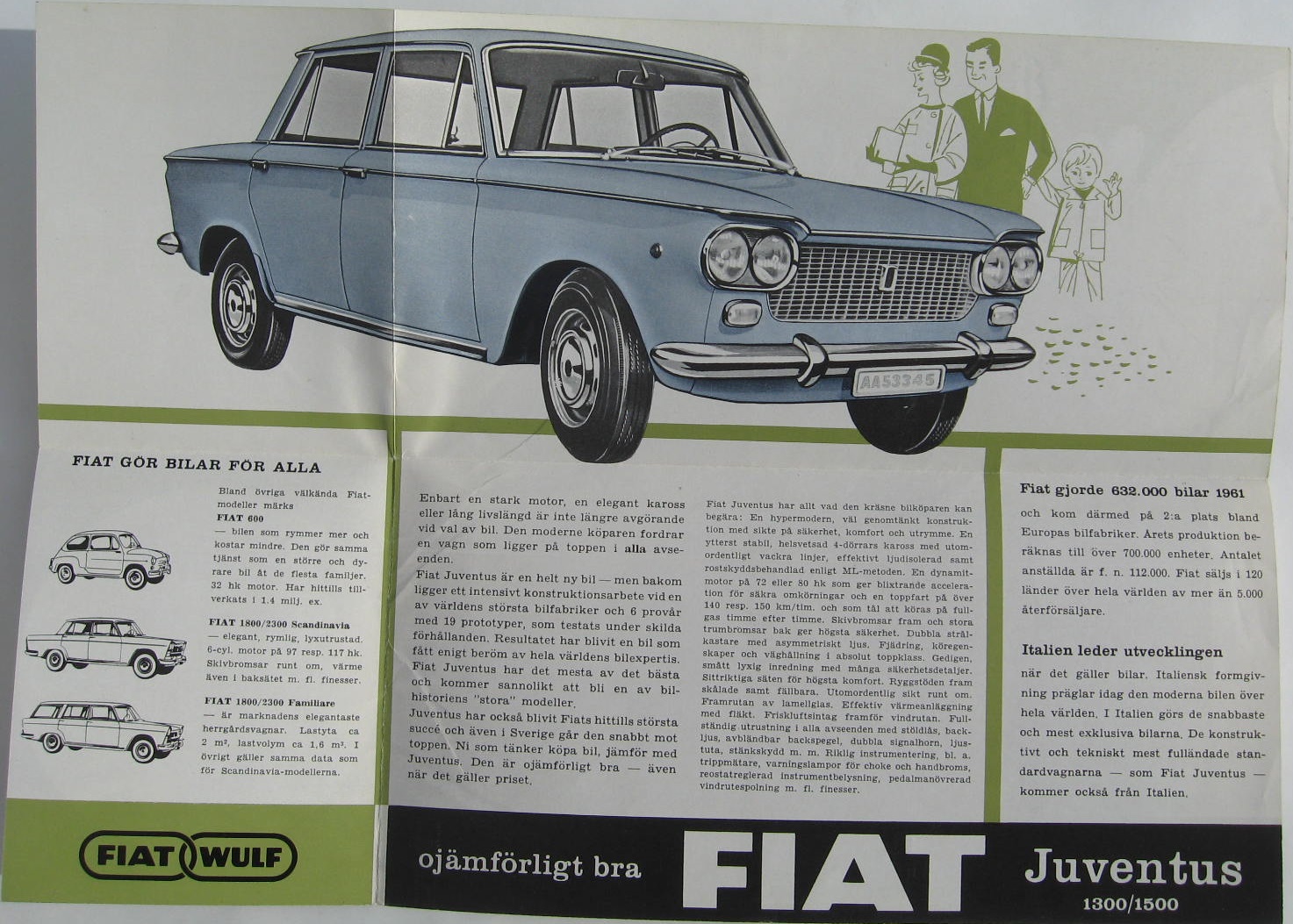 1962 Fiat 1300 1500 Juventus broschyr - 2