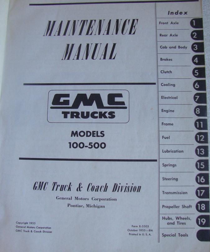 1955 GMC Maintenance Manual Models 100 thru 500 - 2