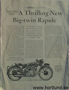 1946 Vincent HRD broschyr