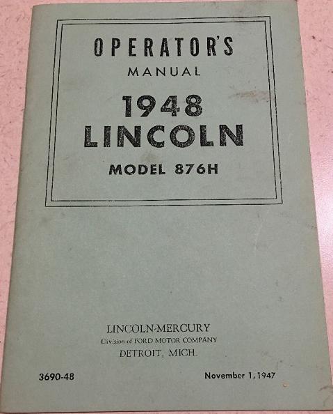 1948 Lincoln Operator's Manual