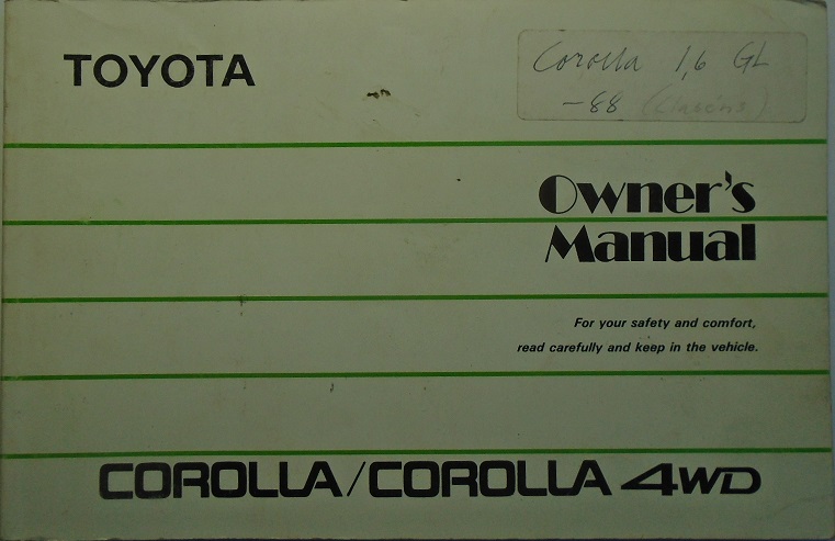 1988 Toyota Corolla Owner's Manual