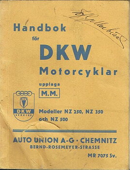 1940 DKW Motorcyklar Handbok svensk