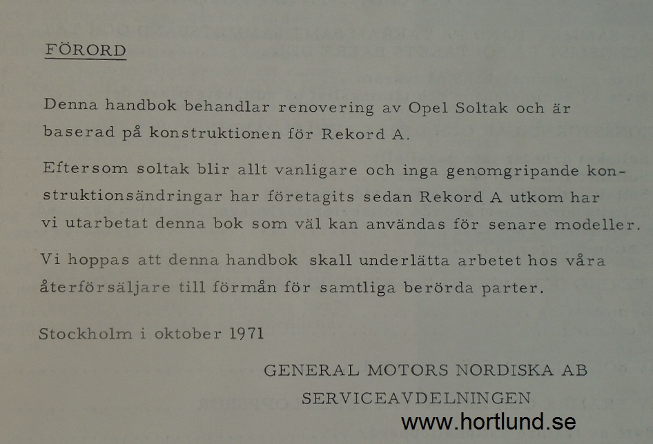 1971 Opel Servicehandbok Soltak alla modeller - 2