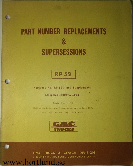 1947 GMC Part Number Replacements & Supersessions