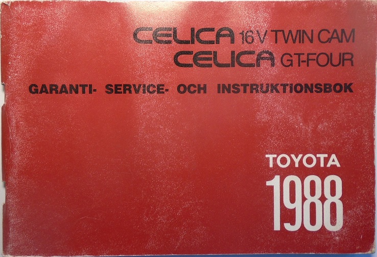 1988 Toyota Celica Instruktionsbok