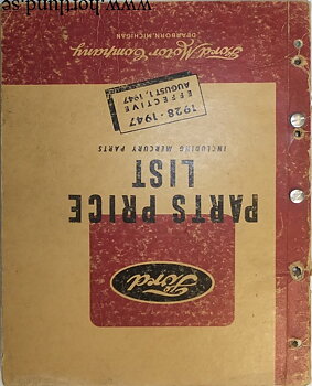 1928-1947 Ford Parts Price list