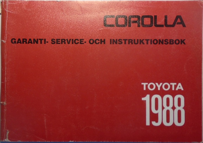 1988 Toyota Corolla Instruktionsbok