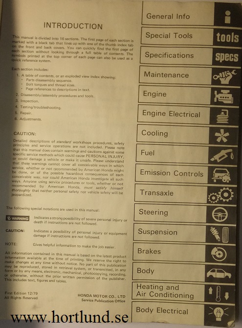 1980 Honda Prelude Service Manual - 2