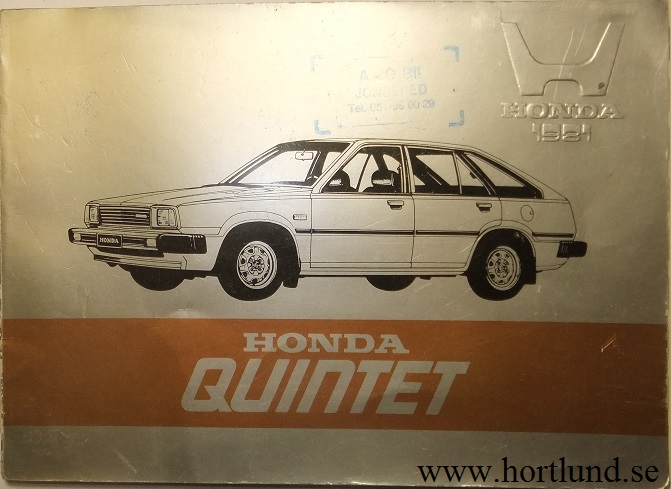 1981 Honda Quintet Instruktionsbok