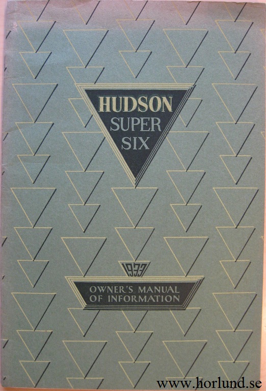 1933 Hudson Super Six Owner's Manual