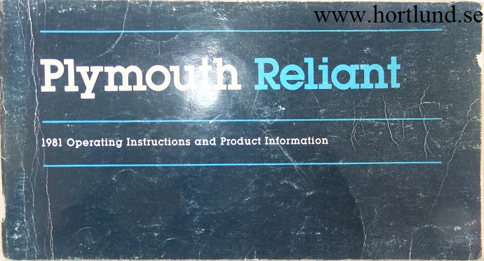 1981 Plymouth Reliant Operating Instructions