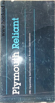 1981 Plymouth Reliant Operating Instructions