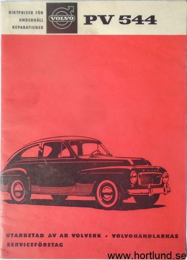 1963-1964 Volvo PV Riktpriser för underhåll reparationer Textdel
