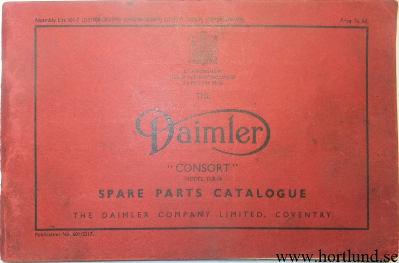 1949-1953 Daimler Consort DB 18 Spare Parts Catalog