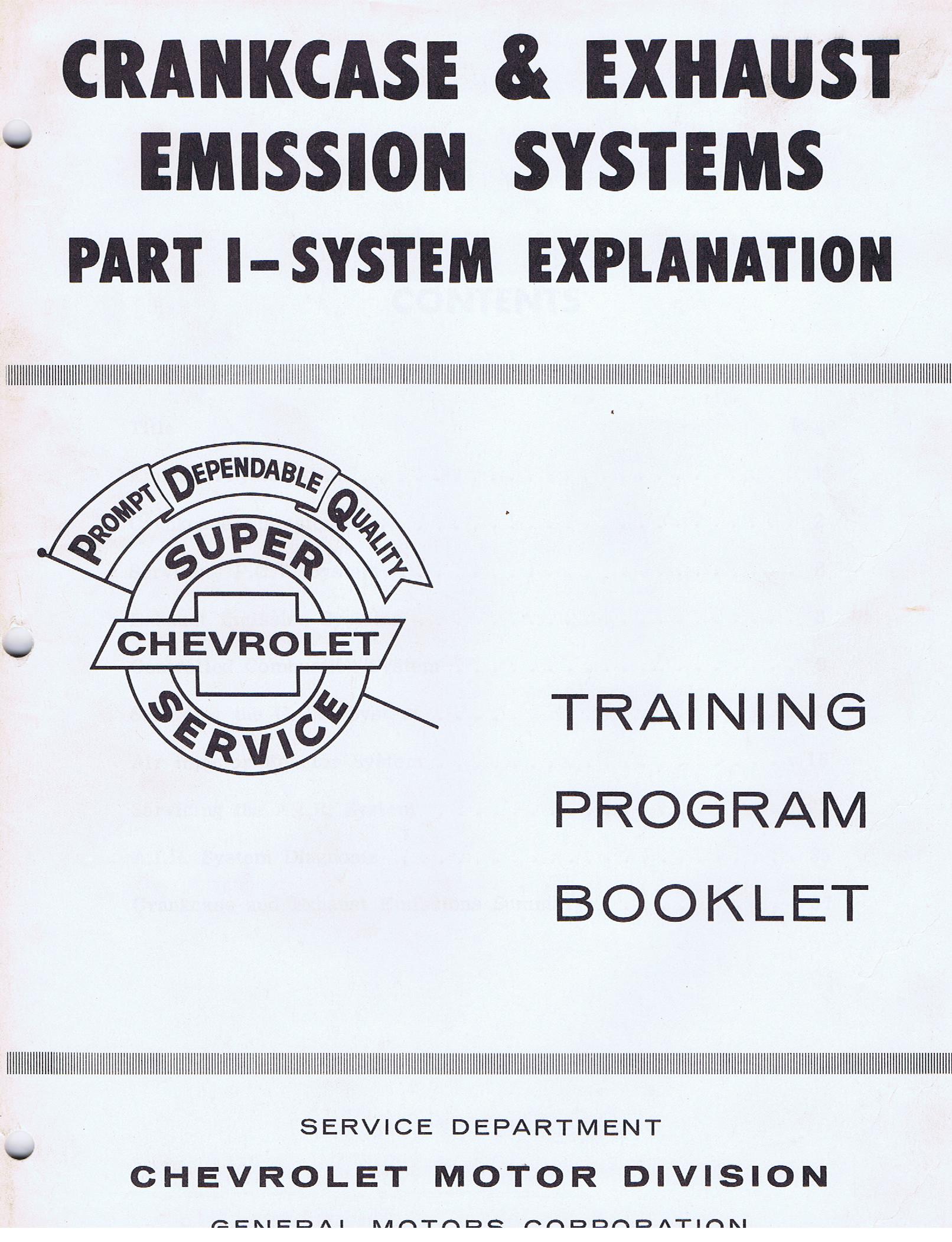 1968 Chevrolet Training Program Booklet Crankcase & Exhaust Emission Systems Part 1-system explanation