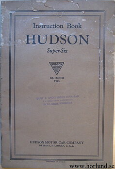 1925 Hudson Super-Six Instruction Book