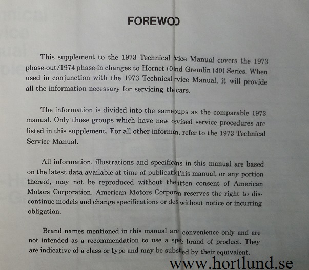 1973 AMC Technical Service Manual supplement - 3