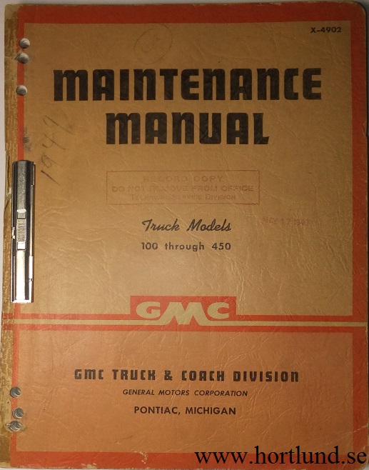1949 GMC 100-450 Truck Maintenance Manual
