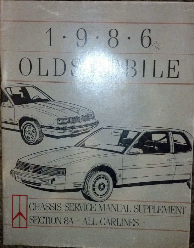 1986 Oldsmobile alla modeller Chassis Service Manual Supplement 8A