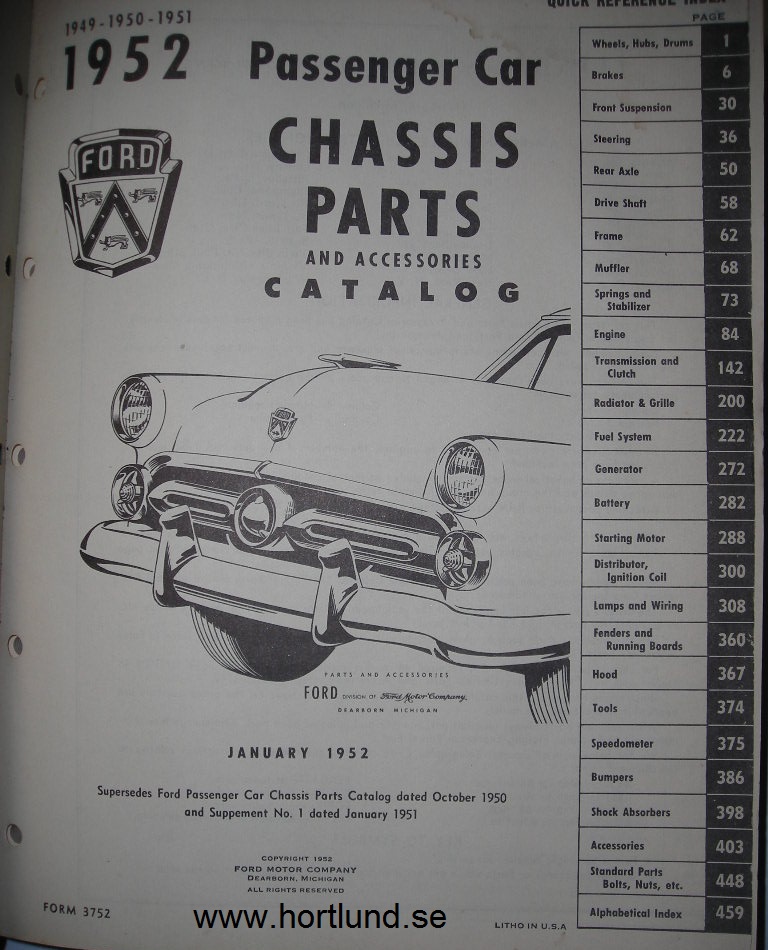 www.hortlund.se 1949 1952 Ford car Chassis Parts and Accessories
