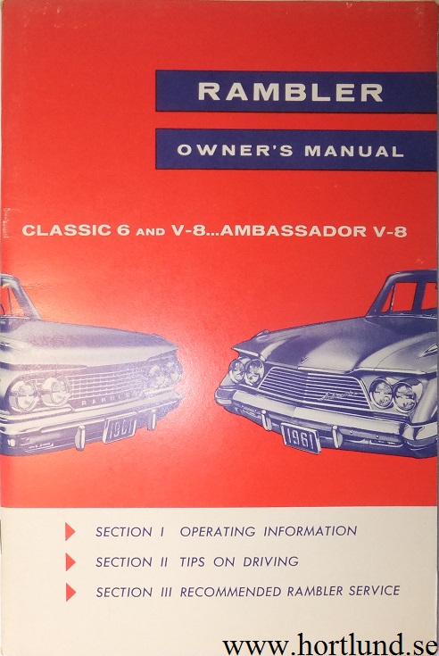 1961 Rambler Classic och Ambassador Owner's Manual
