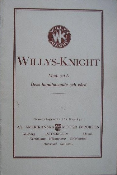 1928 Willys-Knight Mod. 70 A Instruktionsbok svensk