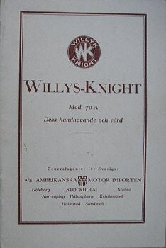 1928 Willys-Knight Mod. 70 A Instruktionsbok svensk