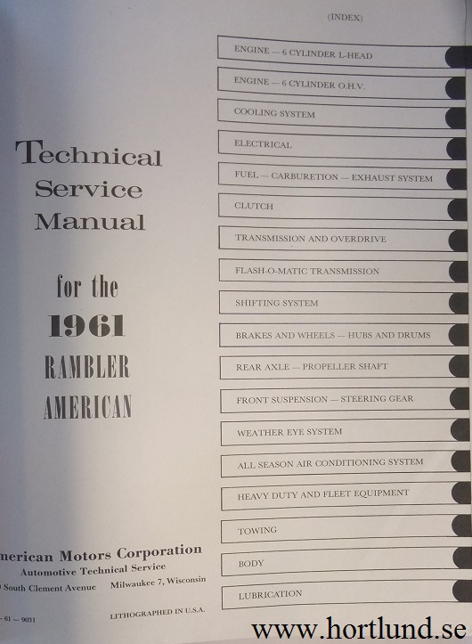 1961 Rambler American Technical Service Manual - 2