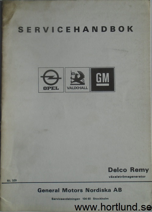 1973 Opel och Vauxhall Servicehandbok Delco Remy generator