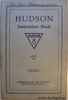 1930 Hudson 8 Instruction Book