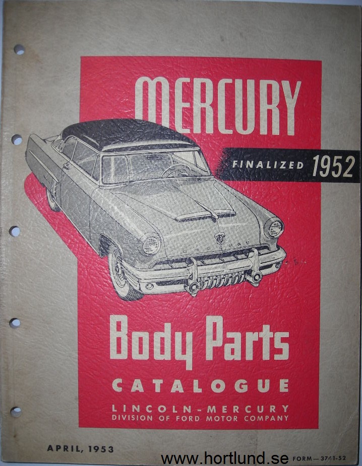 1952 Mercury Body Parts Catalog