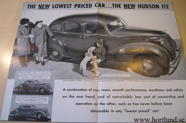 1938 Hudson 112 broschyr - 2