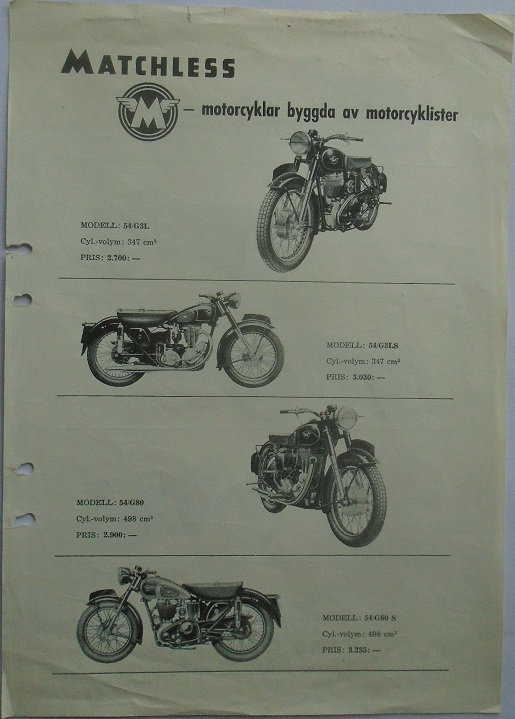 1954 Matchless broschyr svensk