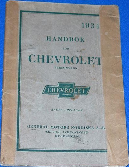 1934 Chevrolet Master & Standard Handbok  Svensk 2:dra uppl.