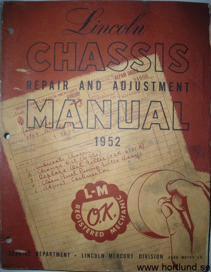 1952 Lincoln Chassis Repair and Adjustment Manual