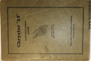 1926 Chrysler 58 Instruction Book original