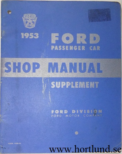 1953 Ford car Shop Manual supplement