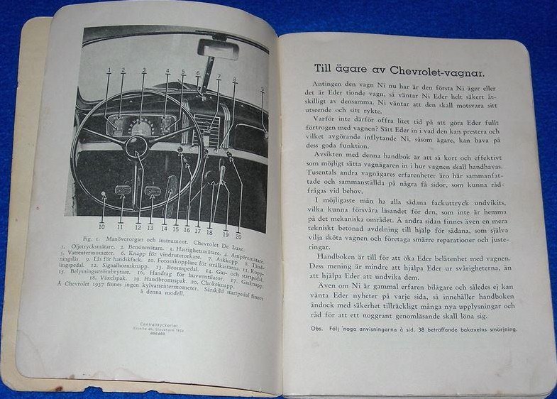 1937 Chevrolet instruktionsbok svensk - 2