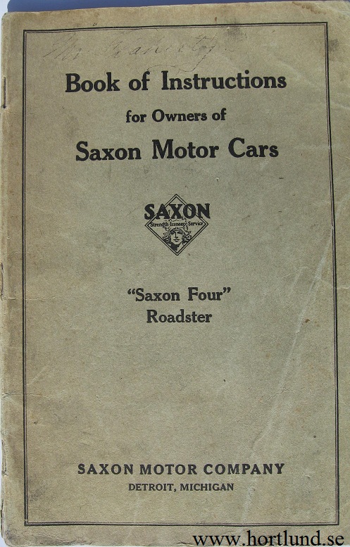1913 - 1915 Saxon Roadster Owners Manual
