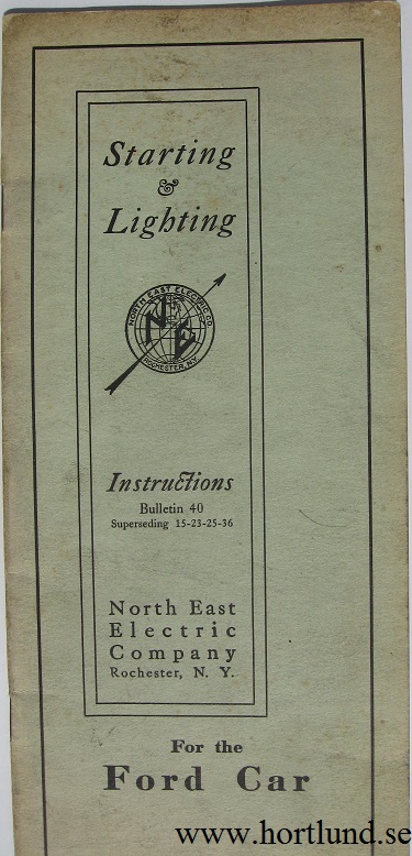 1913 - 1916 Ford Model T Electric Starter Instructions