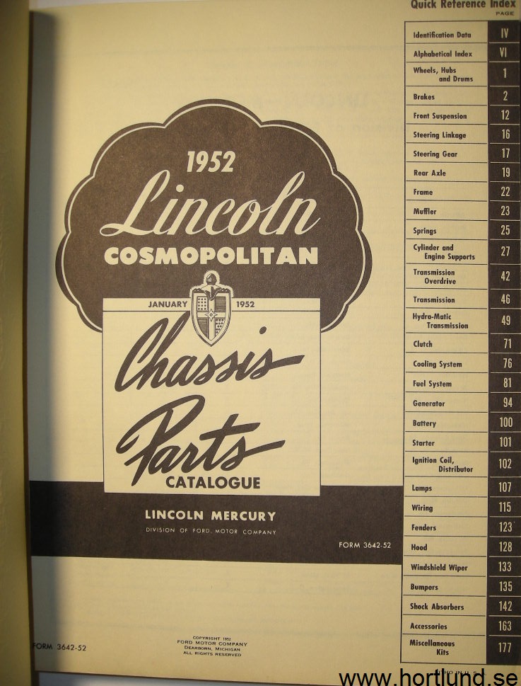 1952 Lincoln Cosmopolitan Chassis Parts Catalogue - 2