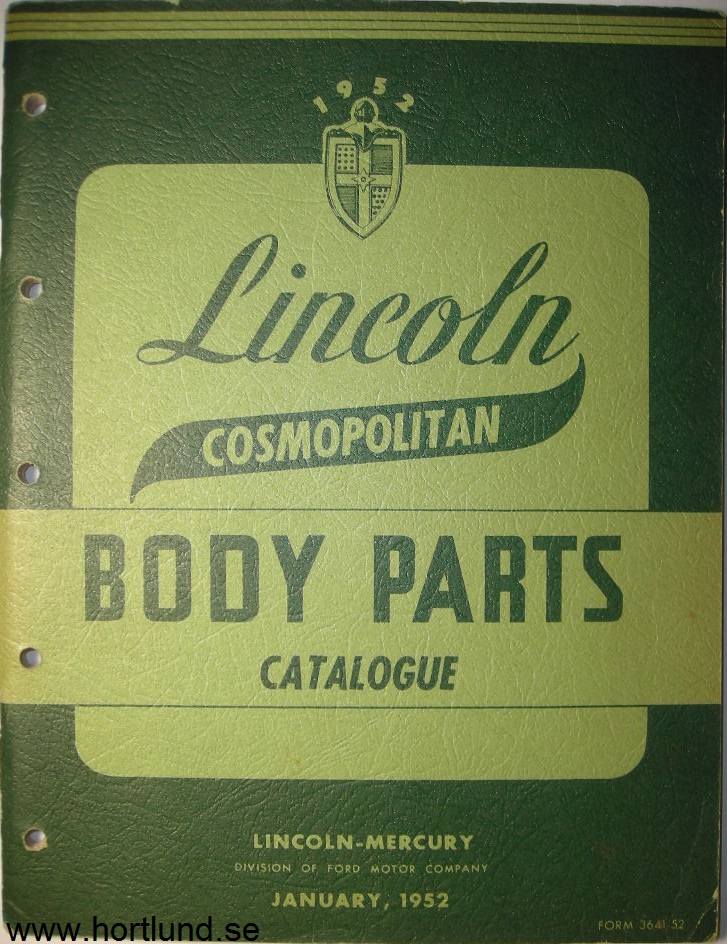 1952 Lincoln Cosmopolitan Body Parts Catalogue