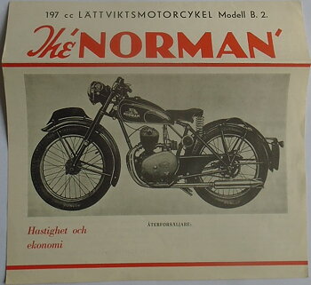1950 Norman B2 197 cc broschyr svensk