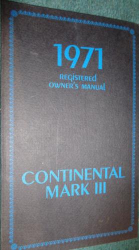 1971 Lincoln Continental Mark III Owners Manual