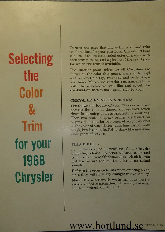 1968 Chrysler Color and Trim - 2