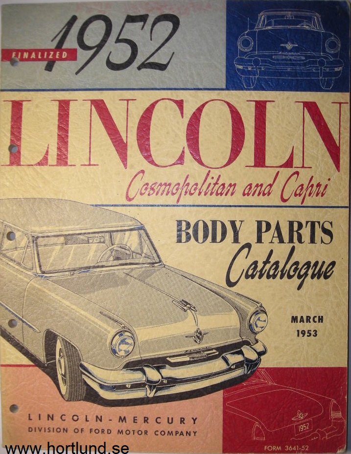 1952 Lincoln Cosmopolitan Body Parts Catalogue