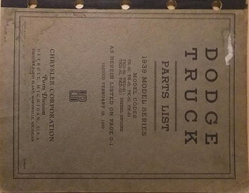 1939 Dodge Truck Parts List