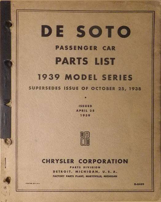 1939 De Soto Parts List