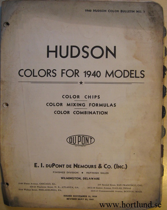1940 Hudson Du Pont lackkarta