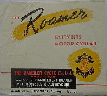 1950-1952 Roamer R/B2 197 cc broschyr svensk